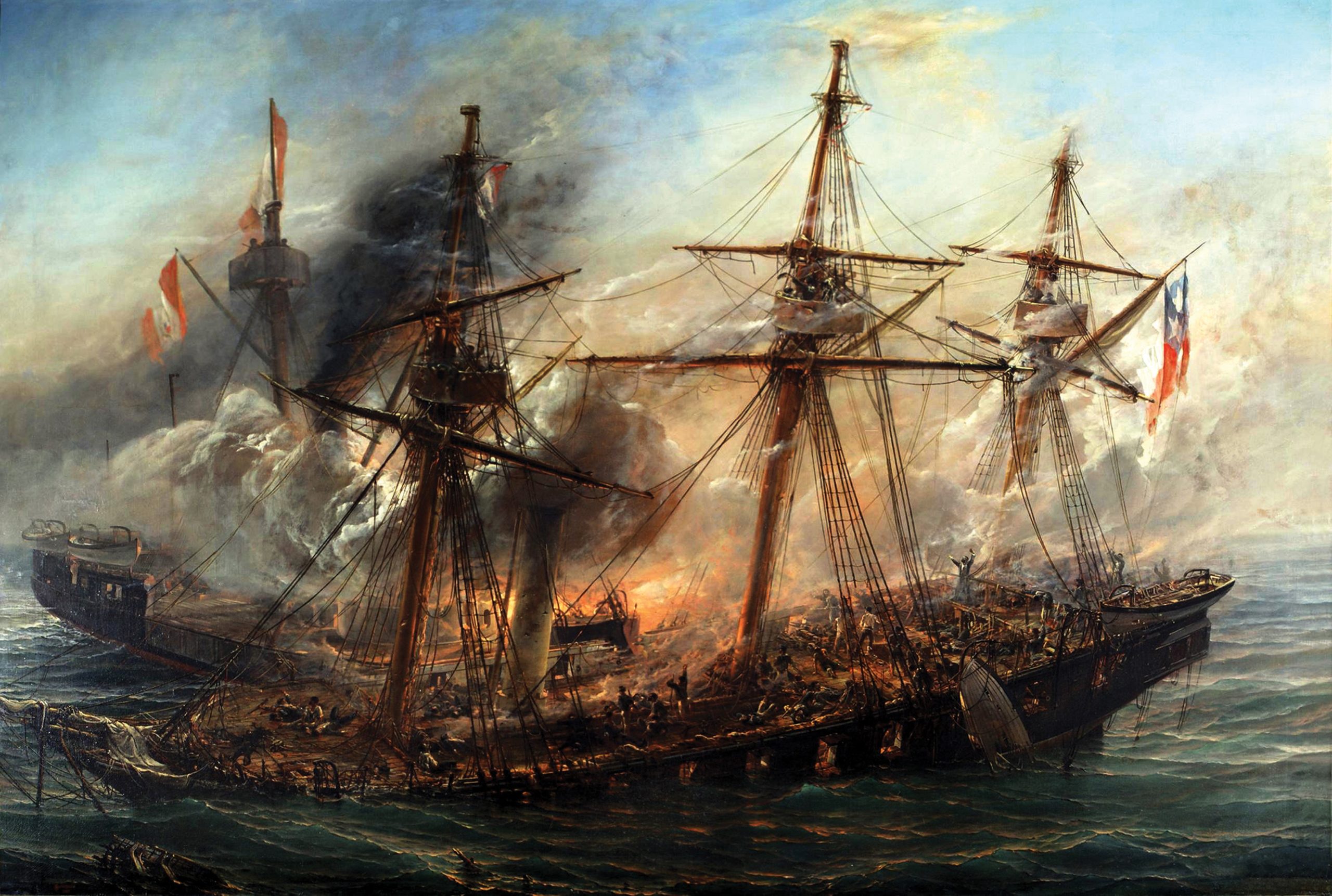 Pintura del Combate Naval de Iquique por Thomas Somerscales