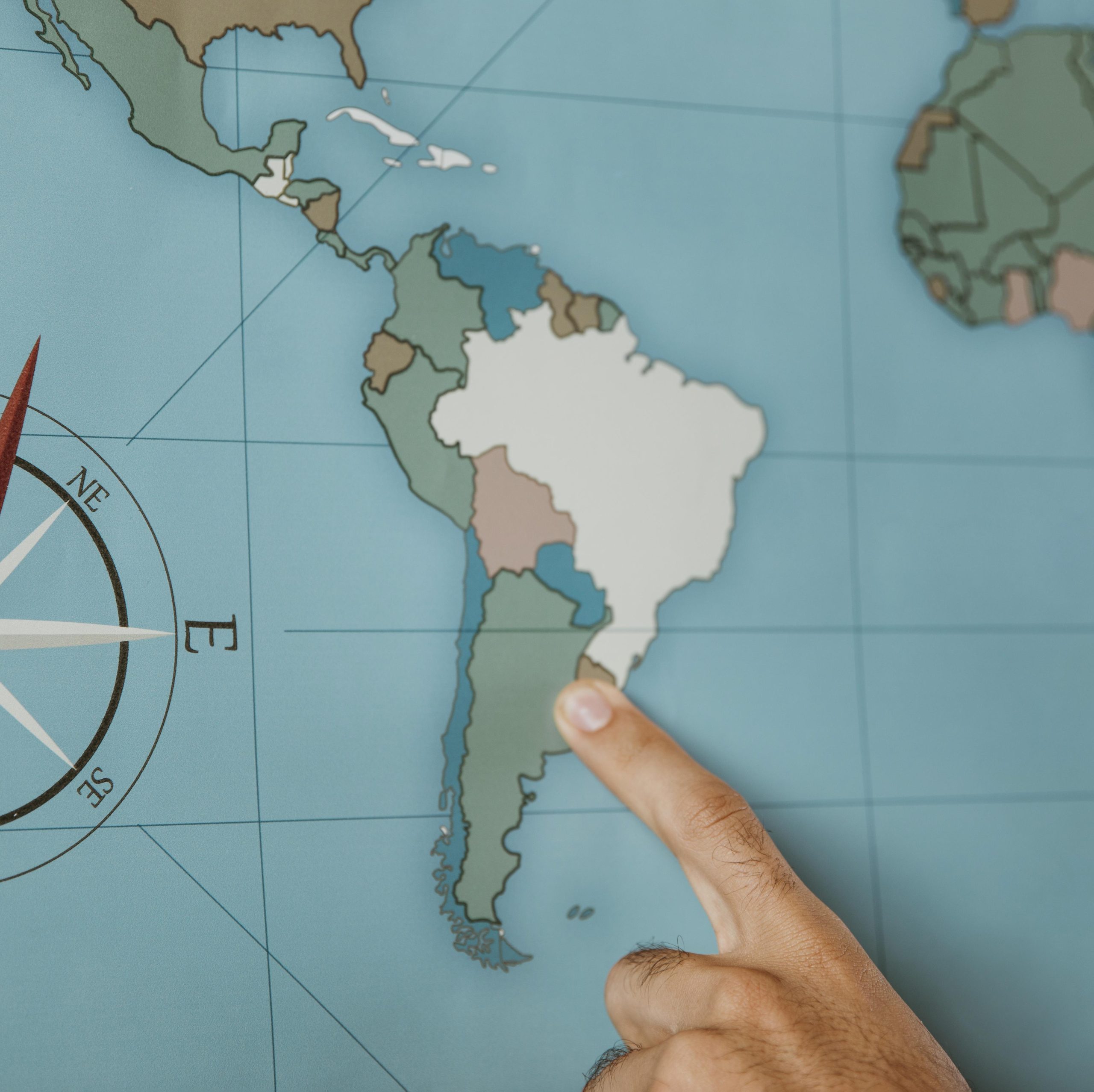 Mapa de América del Sur destacando Chile