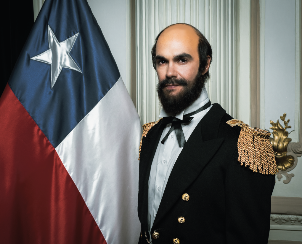 Arturo Prat con la bandera chilena